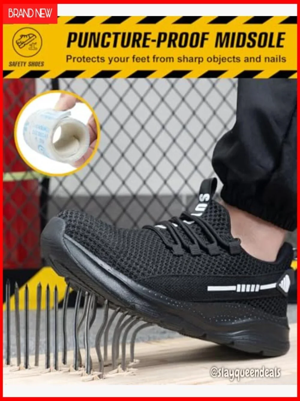 Men's Steel Toe Work Sneakers Puncture Proof Non-Slip Lightweight Breathable